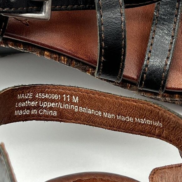 Naya Maize Black Leather Strappy Slingback Wedge Platform Sandals Size 11 - Picture 11 of 13